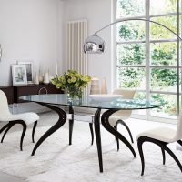 Dining table with glass top