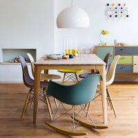 Dining area with interesting chairs