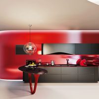 Minimalist red kitchen