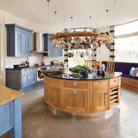 Round wooden kitchen island