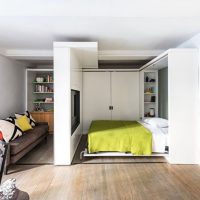 Movable partition in a studio apartment