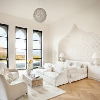 White bedroom in oriental style