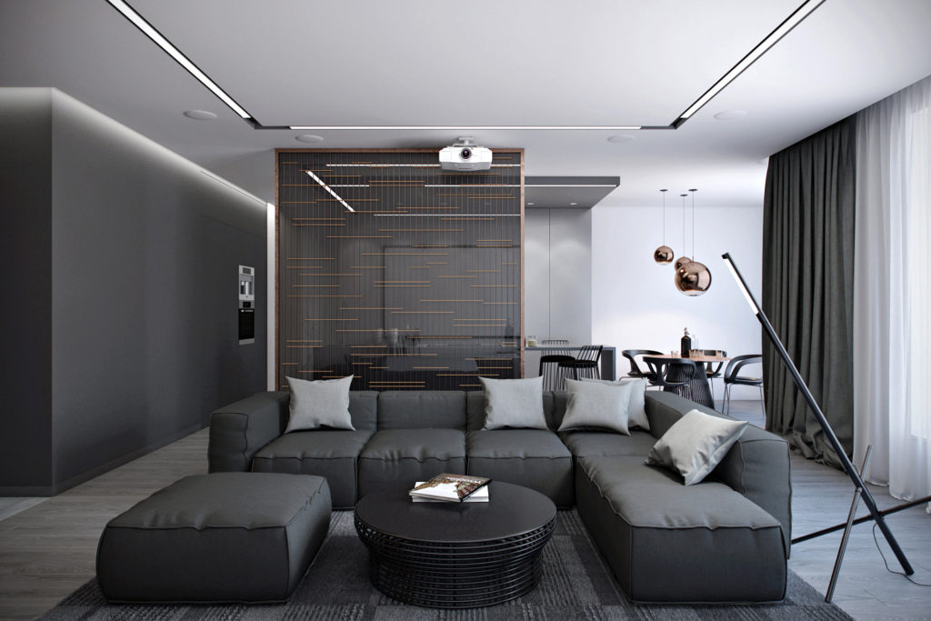 Gray high-tech living room