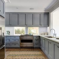 Gray set with paneled doors