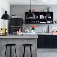 Gray concrete bar counter