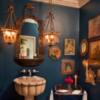 Forged lamps in the interior of the bathroom