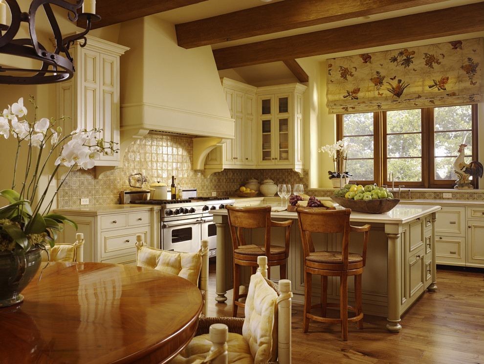 White kitchen with massive island