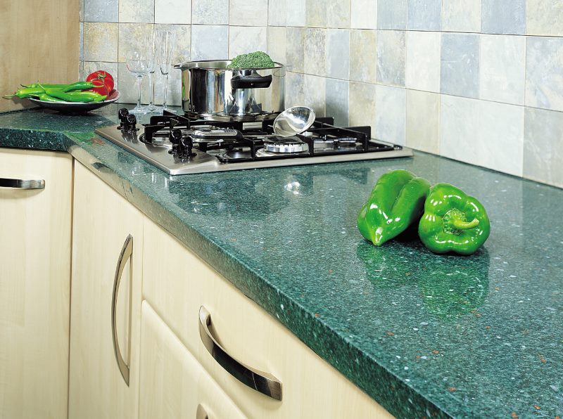 Ceramic granite countertop with integrated hob