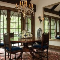 A large mirror in the interior of the living room