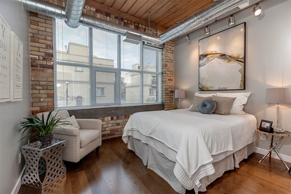 Loft style bedroom interior