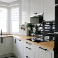 Black apron in a modern kitchen