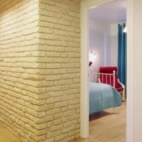 Brick wall decoration with decorative stone