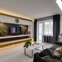 Black color in the interior of the living room