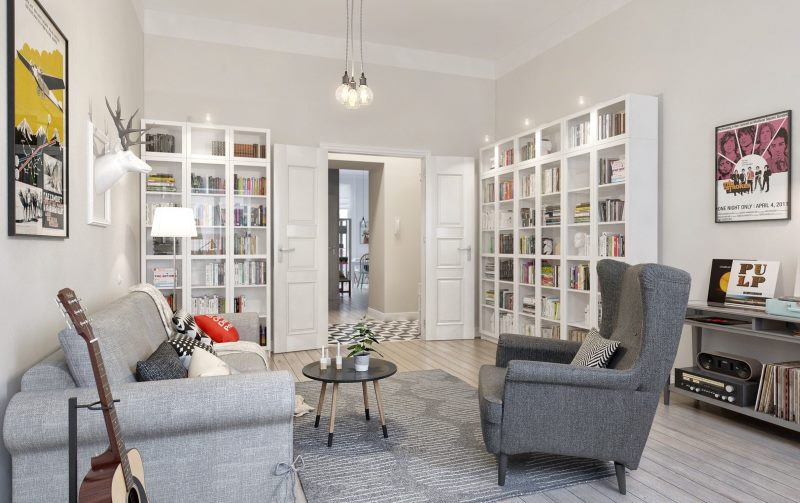 White Scandinavian style living room