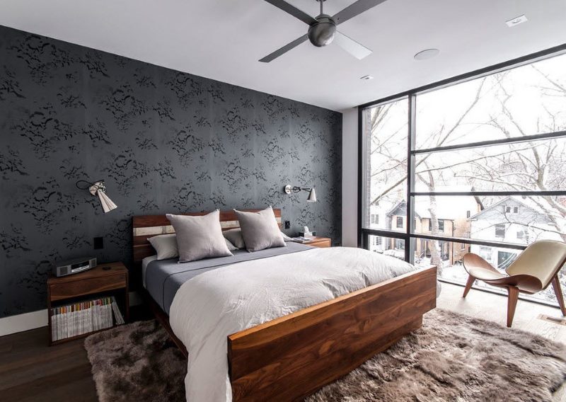 Art Nouveau bedroom with panoramic window