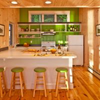 Wooden floor in the kitchen-living room