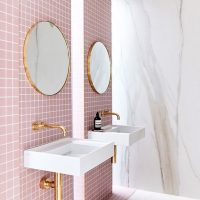 Bathroom interior with two washbasins