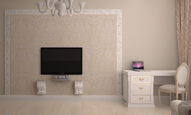 Wallpapering dinding dengan panel TV