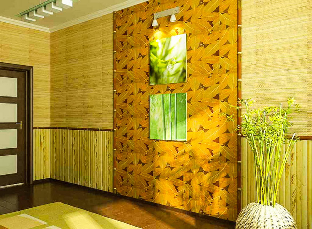 Decorating the walls of the hallway with bamboo wallpaper