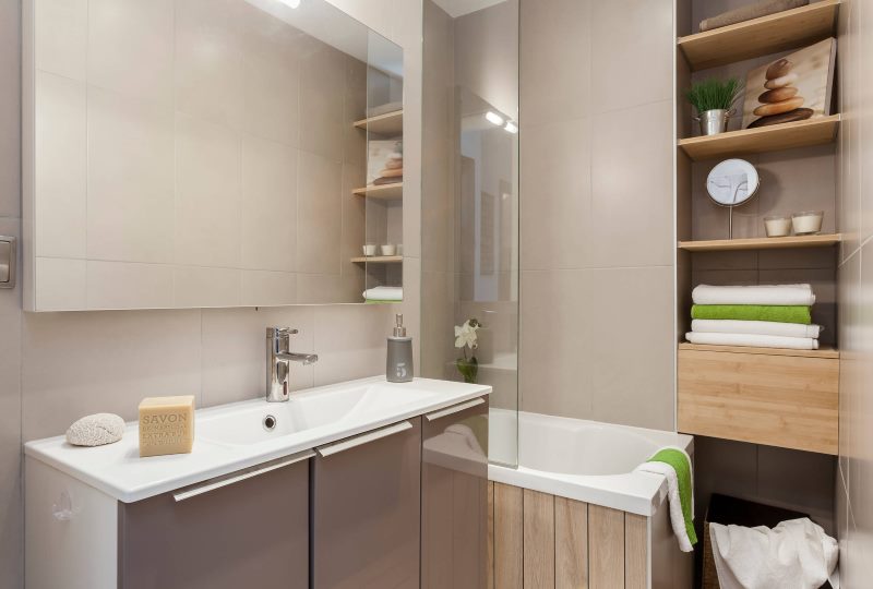 Small bathroom in the courtyard of a panel house