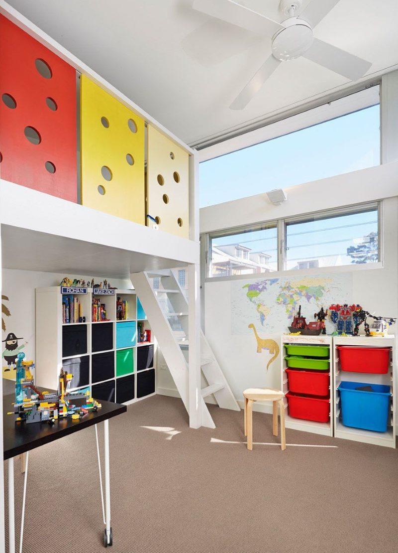 The play area on the second tier in the children's room