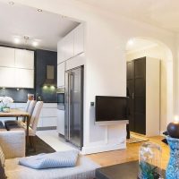 Living room kitchen in a two-room apartment