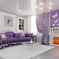 Violet color in the interior of a modern living room