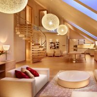 Spiral staircase in the attic