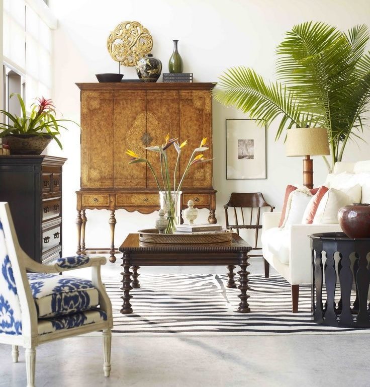 Palm tree in the interior of the kitchen-living room