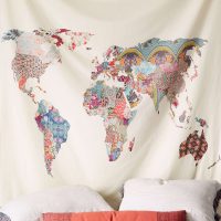 World map of colorful shreds