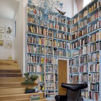 Black armchair in the home library