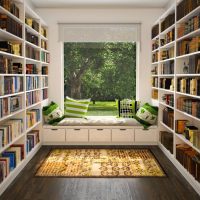 Small library with garden window