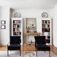 Decorative plates on bookcases