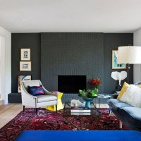 Black wall of a country house living room