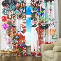 Custom kitsch graffiti curtains