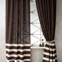 White stripes on brown curtains