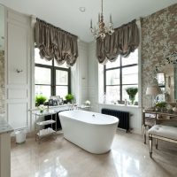 The interior of the bathroom with two windows