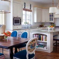 Blue upholstered kitchen chairs