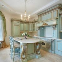 Blue color in a classic style kitchen