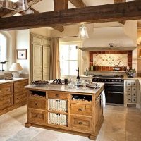 Wooden beams in the kitchen of a country house