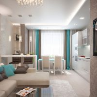 Kitchen living room with turquoise accents