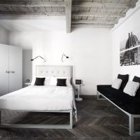 Wooden ceiling in the bedroom of a private house