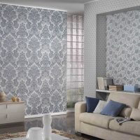 Three types of wallpaper in the interior of the living room