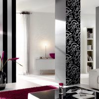 Black wallpaper with white print.