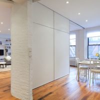 Sliding white partition