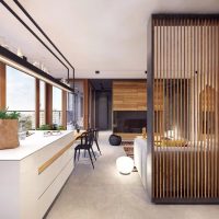 Kitchen-living room with panoramic windows