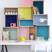 Shelves of drawers on the desk