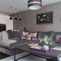 Kitchen-living room in gray shades