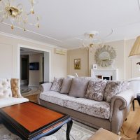 Chandeliers with gilding on the living room ceiling