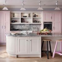 Gray marble in the interior of the kitchen